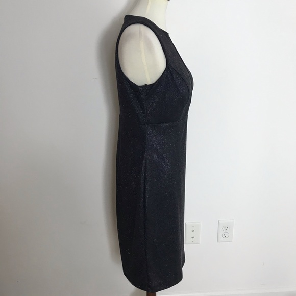 Rm Richards Black Sparkly Shift Mesh panel Dress - Picture 2 of 6